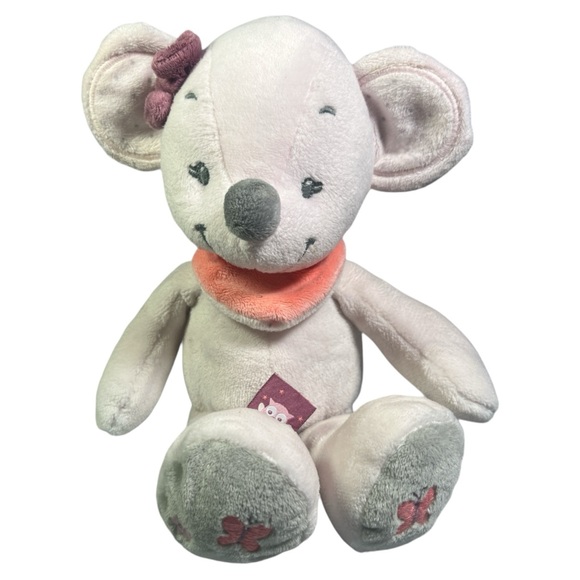 NATTOU PINK MOUSE BUTTERFLIES BANDANA BOW LOVEY 12” INCHES PLUSH STUFFED ANIMAL - Picture 1 of 9